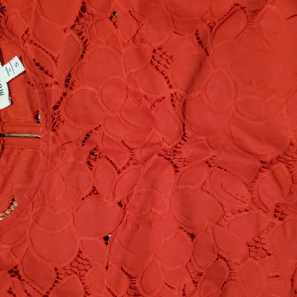 Monteau Red Lace Eyelet Top Womens Size S - Picture 8 of 16